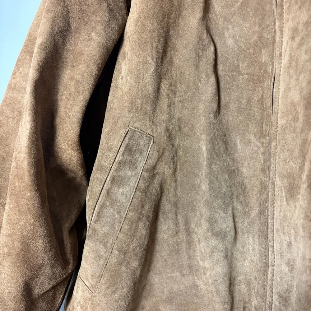 Croft and Barrow Leather Bomber Full Zip Brown Jacket Men's‎ Large